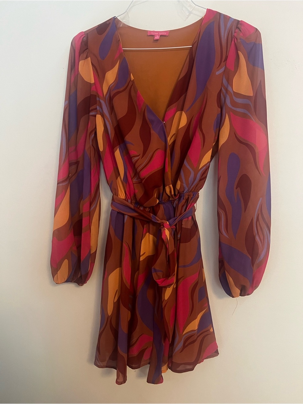 Flying Tomato Multicolor Wrap Dress in Brown, Purple & Pink